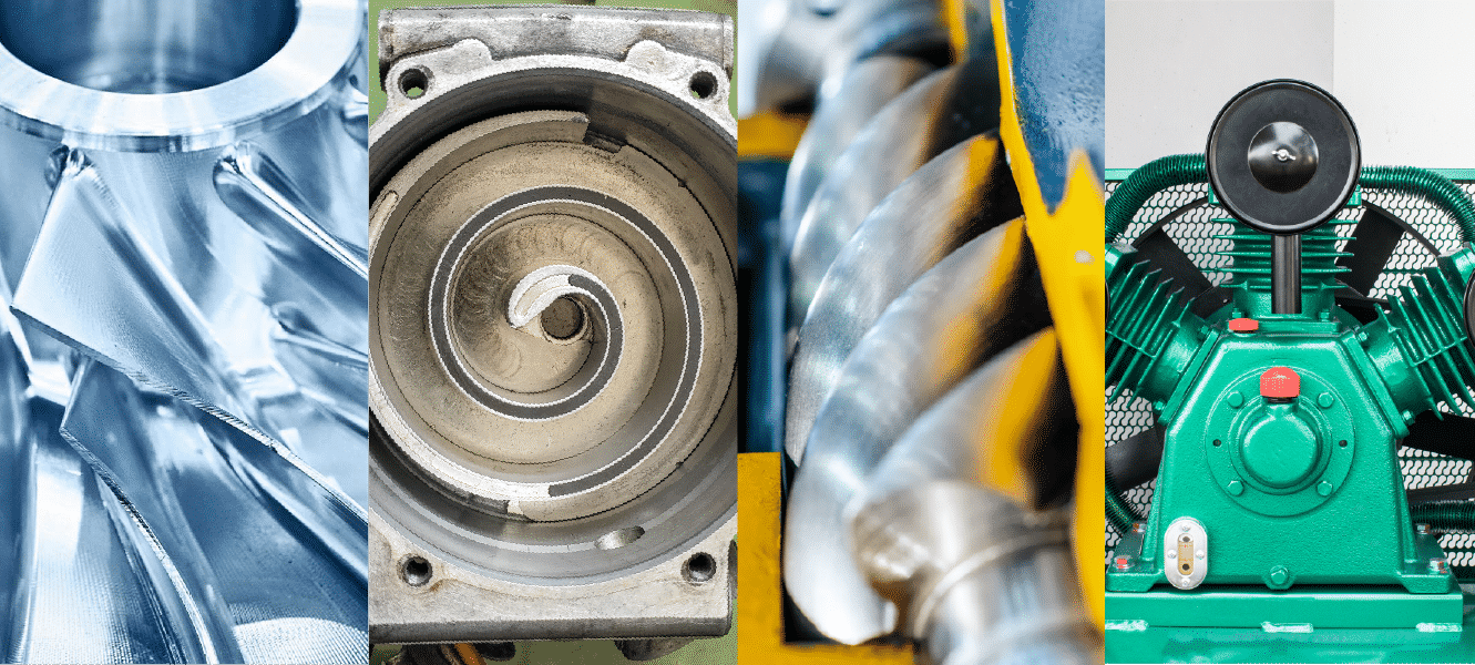 Close up image of different compressor types