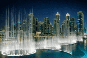 Decorative water fountains in Dubai showcasing precision-manufactured metal components created using EDM technology