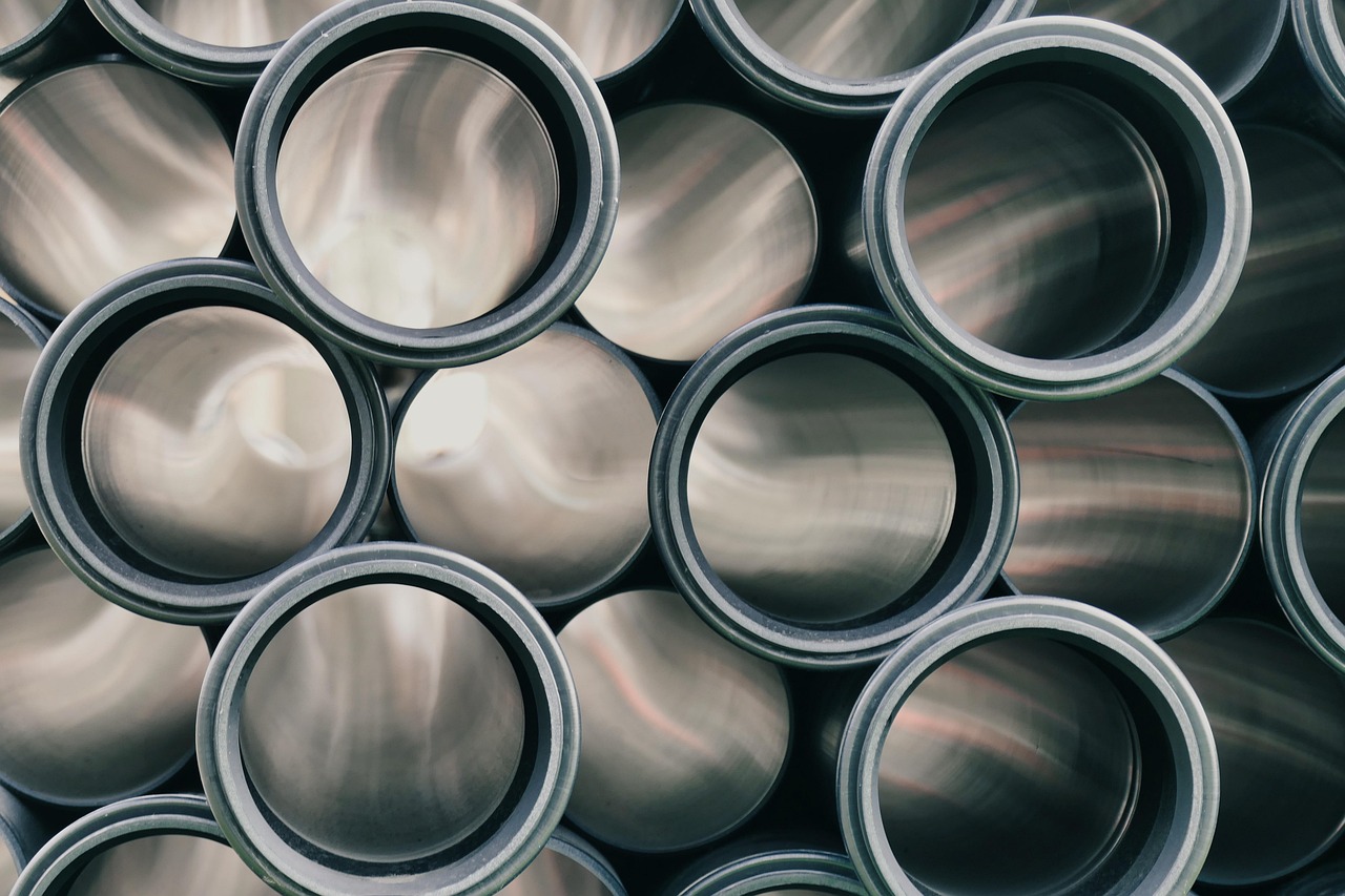 Industrial cooling pipes used in glycol piping systems for brewery and winery chiller installations