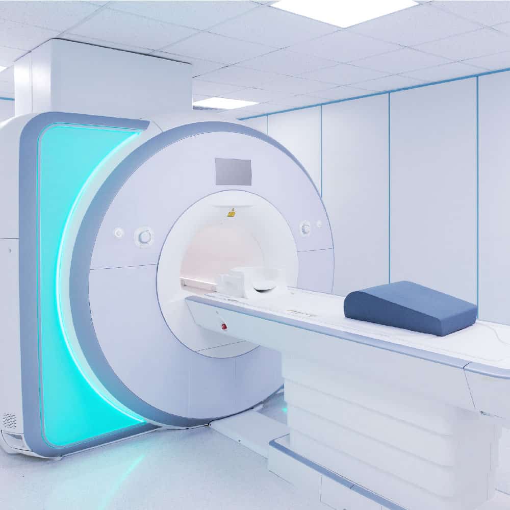 MRI machine in a hospital imaging suite cooled by a dedicated medical chiller system