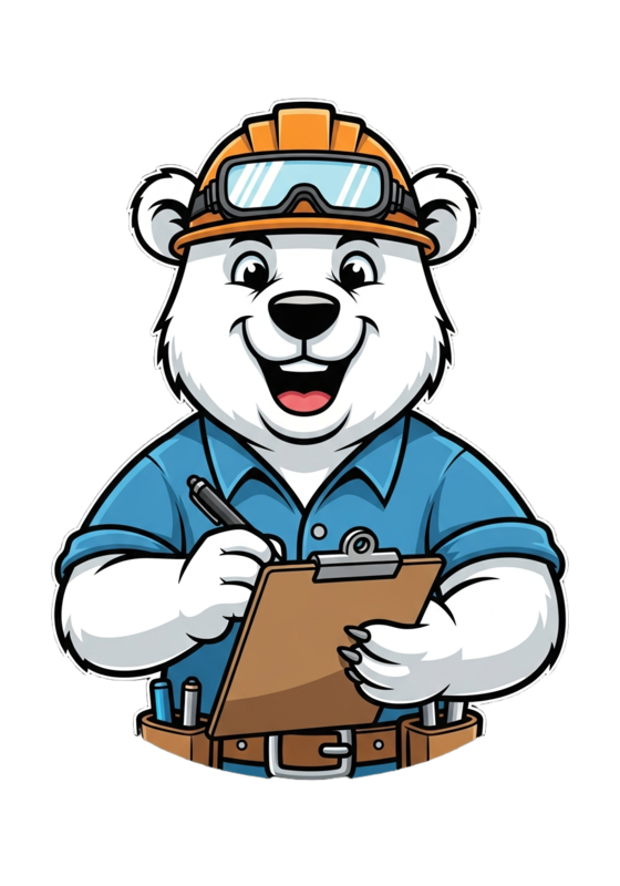 North Slope Chillers AI cooling assistant — polar bear engineer mascot helping customers find the right industrial chiller