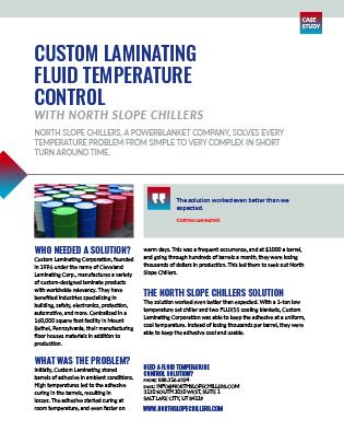 Custom Laminating manufacturing facility where North Slope Chillers solved process temperature control challenges