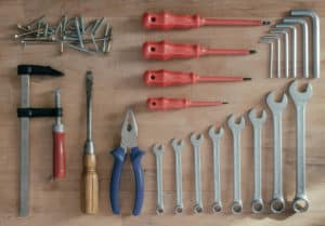 Tools Organized on bench top