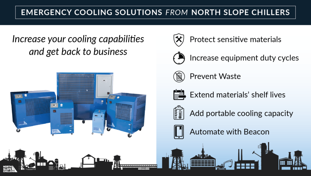 Graphic showing emergency cooling solutions from North Slope Chillers