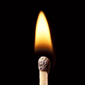 Burning match showing about 1 BTU of energy